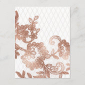 ピンクとバラの金ゴールドフローラとレースゲスト詳細 エンクロージャーカード (裏面)