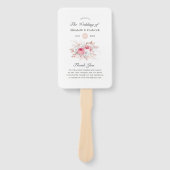 ピンクとバラの金ゴールドフローラとレース結婚式 プログラム ハンドファン (正面)