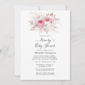 ピンクとバラの金ゴールドフローラドライブ(シャワー付) 招待状 (正面)
