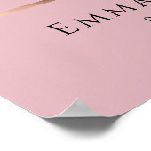 ピンクとバラの金ゴールドメモリアル葬儀ウェルカムサイン ポスター (角)