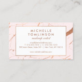 ピンクとバラの金ゴールド大理石デザイナー 名刺 (裏面)