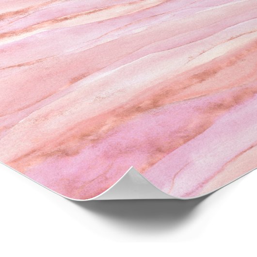 ピンクとバラの金ゴールド層水の色絵画の ポスター (角)