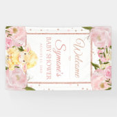 ピンクとバラの金ゴールド羊カスタムの赤ちゃんシャワーバナー 横断幕 (横)