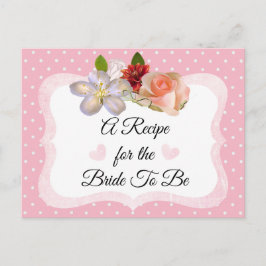 ピンクとバラの金ゴールド赤面ピンクレシピカード ポストカード