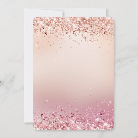 ピンクとバラスパークルグラデーションベビーシャワー 招待状 (裏面)