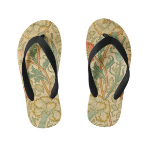 ピンクとバラバイウィリアム・モリスヴィンテージフローラ キッズビーチサンダル