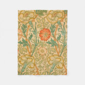 ピンクとバラパターン(William Morris著) フリースブランケット (正面)