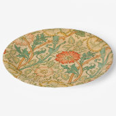 ピンクとバラパターン（William Morris著） ペーパープレート (アングル)