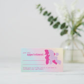 ピンクとバラプードルアポイントメントリマインダービジネス 名刺 (スタンド正面)