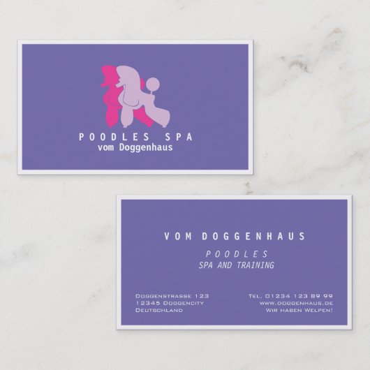 ピンクとバラプードルカップルの名刺 名刺 (正面/裏面)