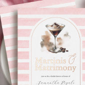 ピンクとバラ金ゴールドエスプレッソマルティーニブライダルシャワー 箔招待状