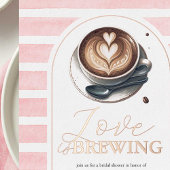 ピンクとバラ金ゴールドコーヒーブライダルシャワーテーマ 箔招待状