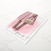 ピンクとバラ金ゴールドモノグラムバチェロレッテ 箔招待状 (回転した状態)