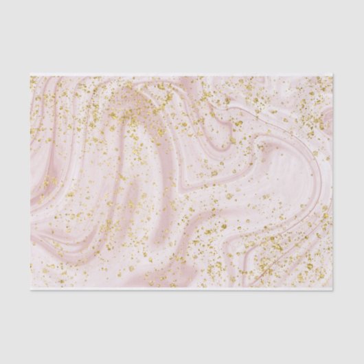 ピンクとバラ金ゴールド大理石 薄葉紙 (正面)