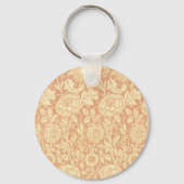 ピンクとバラby William Morris、ヴィンテージの花 キーホルダー (正面)