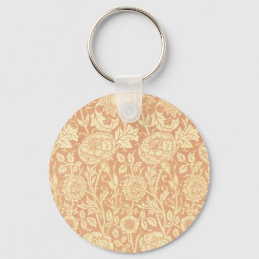 ピンクとバラby William Morris、ヴィンテージの花 キーホルダー (正面)