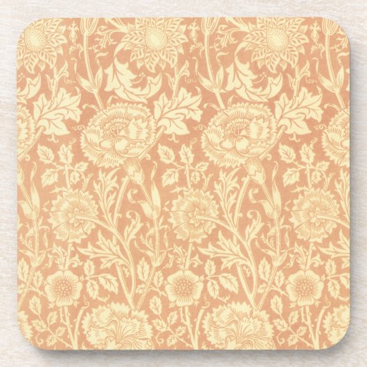 ピンクとバラby William Morris、ヴィンテージの花 コースター (正面)