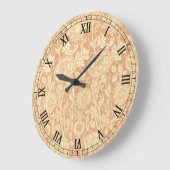 ピンクとバラby William Morris、ヴィンテージの花 ラージ壁時計 (傾斜)