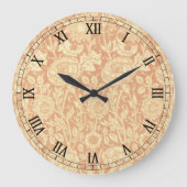 ピンクとバラby William Morris、ヴィンテージの花 ラージ壁時計 (正面)