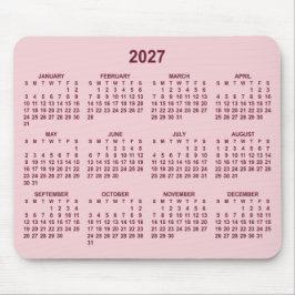 ピンクとバーガンディの2027年カレンダー マウスパッド