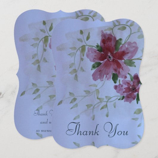 ピンクとバーガンディ 招待状 (正面/裏面)