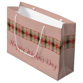 ピンクとバーンレッド ラージペーパーバッグ (正面アングル)