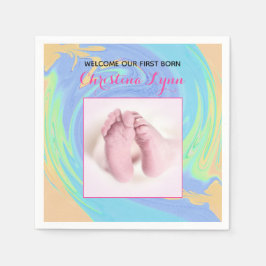 ピンクとパステルが写真生まれで初めて スタンダードカクテルナプキン