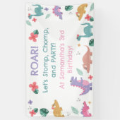 ピンクとパステルガールの恐竜 横断幕 (縦)