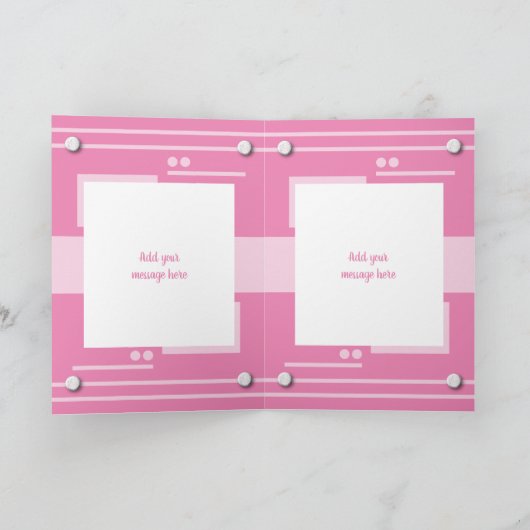 ピンクとパステル任意の大事な行事写真 カード (内部)