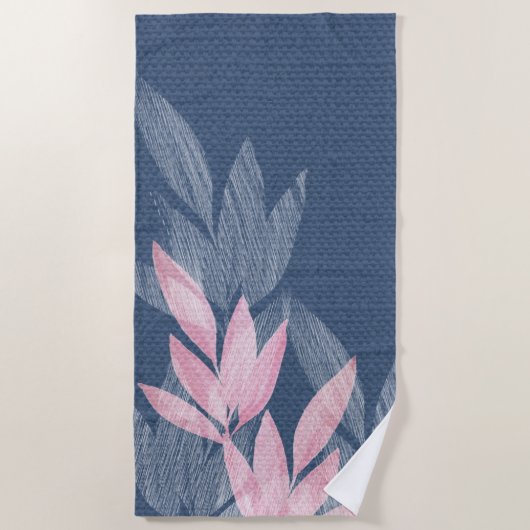 ピンクとパンク抽象芸術ネイビーピンク水色 ビーチタオル (正面)