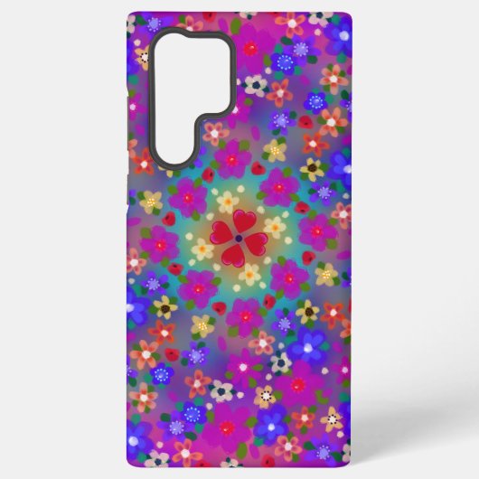 ピンクとパープルのお花 SAMSUNG GALAXYケース (裏面)
