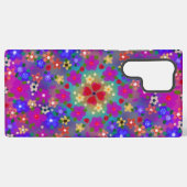 ピンクとパープルのお花 SAMSUNG GALAXYケース (裏面横)