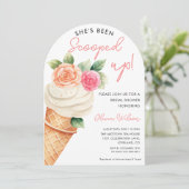 ピンクとパープルのアイスクリームと花のブライダルシャワー 招待状 (スタンド正面)