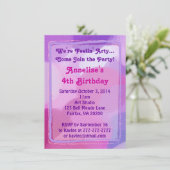 ピンクとパープルのアートパーティーのペイントドットの招待状 招待状 (スタンド正面)