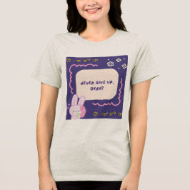 ピンクとパープルのイラストが入ったグレーTシャツ トライブレンドTシャツ