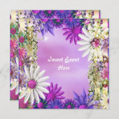 ピンクとパープルのウェディング バースディ エンゲージメント 招待状 (正面/裏面)