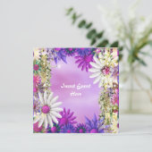 ピンクとパープルのウェディング バースディ エンゲージメント 招待状 (スタンド正面)