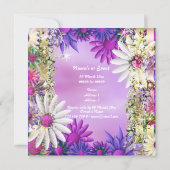 ピンクとパープルのウェディング バースディ エンゲージメント 招待状 (裏面)