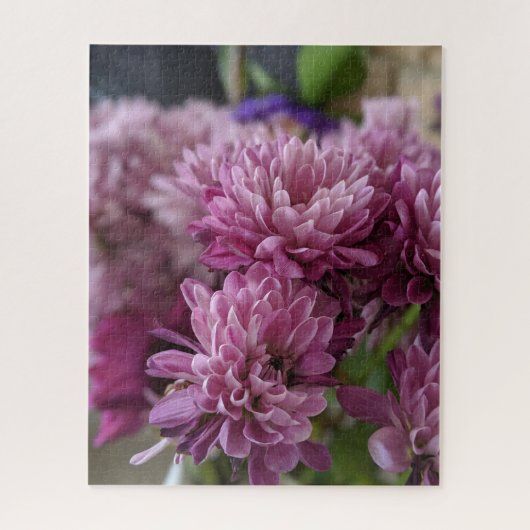 ピンクとパープルのキクの花の写真 ジグソーパズル (縦)