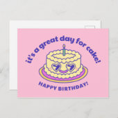 ピンクとパープルのケーキ クラシックで洗練された曲線テキスト ポストカード (正面/裏面)