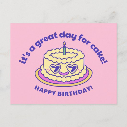 ピンクとパープルのケーキ クラシックで洗練された曲線テキスト ポストカード (正面)