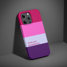 ピンクとパープルのストライプパターントバッグ iPhone 16 PROケース