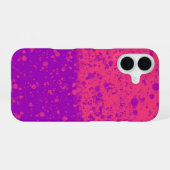 ピンクとパープルのスプラッター iPhone 16ケース (裏面横)