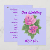 ピンクとパープルのゼラニウムの花の結婚式の招待状 招待状 (正面/裏面)