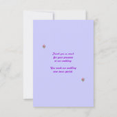 ピンクとパープルのゼラニウム 花 結婚式 ありがとう サンキューカード (裏面)