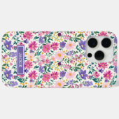 ピンクとパープルのダイジー柄モノグラム Case-Mate iPhoneケース (裏面 (横))