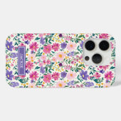 ピンクとパープルのダイジー柄モノグラム Case-Mate iPhoneケース (裏面 (横))