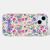 ピンクとパープルのダイジー柄モノグラム Case-Mate iPhoneケース (裏面 (横))