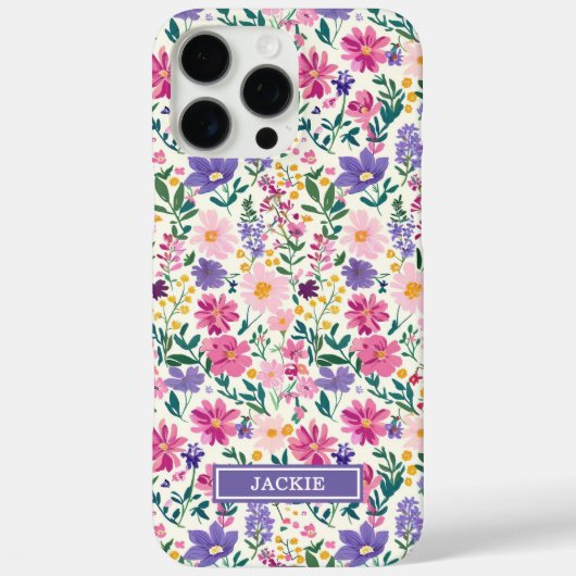 ピンクとパープルのダイジー柄モノグラム Case-Mate iPhoneケース (裏面)