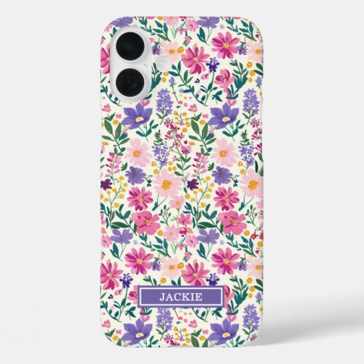 ピンクとパープルのダイジー柄モノグラム Case-Mate iPhoneケース (裏面)